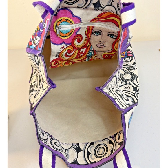 Brighton Love Groove II Canvas Shopping Tote Bag LOVE Multicolor - Picture 4 of 9